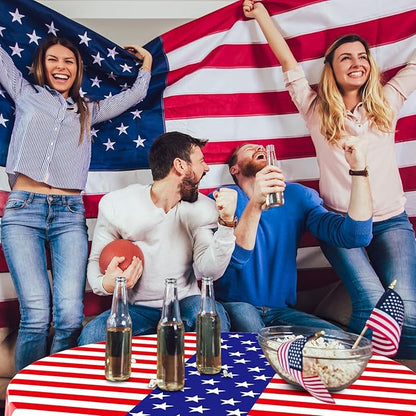 Oudain 12 Pcs Veteran Day Tablecloth 84 Inch Plastic American Flag Tablecloths Disposable 4th of July Table Cover for Veterans Memorial Independence Day Patriotic Party Supplies (Stripe)