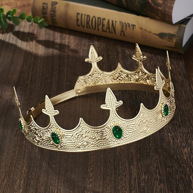 King Crowns Metal Hair Band for Men Gold Crowns and Tiara for Theme Birthday Party Costume Accessories
