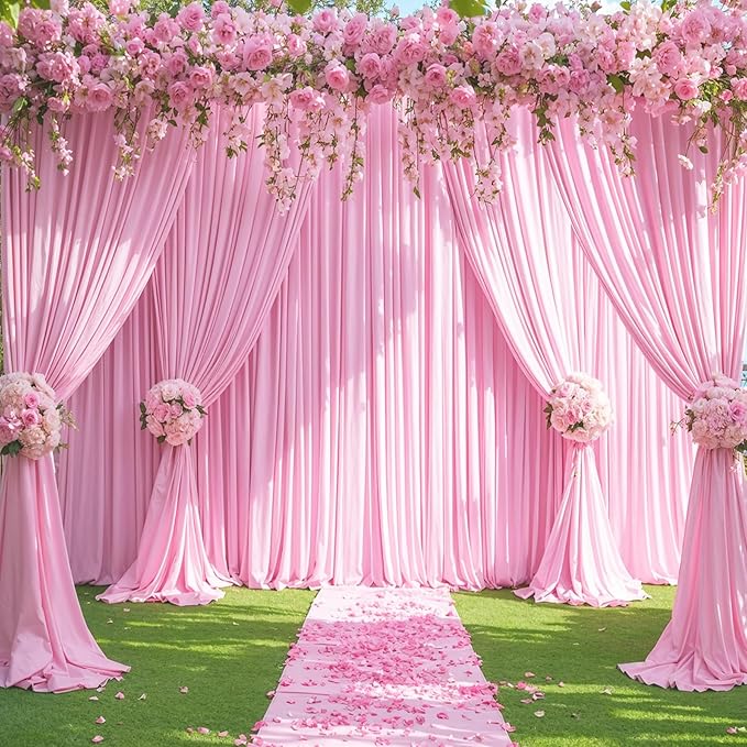 10x10 Pink Backdrop Curtain for Parties Baby Shower Wrinkle Free Pink Photo Curtains Backdrop Drapes Fabric Decoration for Wedding Birthday Party 5ft x 10ft,2 Panels