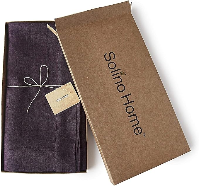 Solino Home Grape Linen Tablecloth 60 x 108 Inch - 100% Pure Linen Table Cloth for Rectangle Tables - Athena, Machine Washable Tablecloth for Fall, Autumn, Winter, Christmas, Holiday, New Year