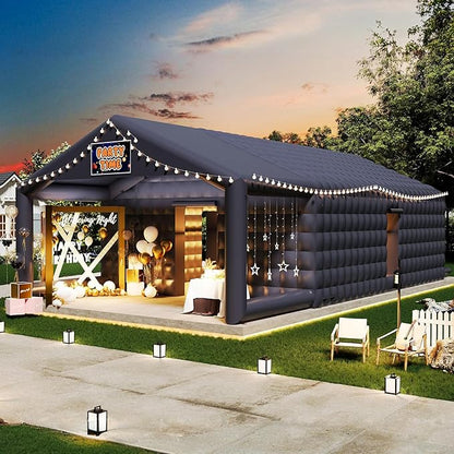 SPECRAFT 39x20x14 FT Large Inflatable Nightclub with Additional Gazebo, 2 Sides Escape Doors Inflatable Tent for Parties, Party Tent for Birthday Party/Outdoor Events