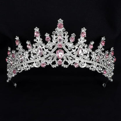 COCIDE Pink Crowns for Women Pink Tiaras for Women Princess Tiaras for Girls Costume Halloween Hair Accessories Royal Crystal Headbands Cosplay Birthday Pageant Bride Headpieces