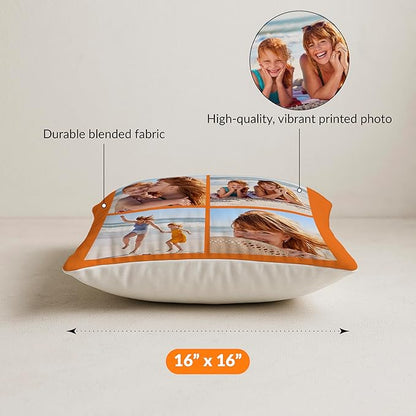 Be Burgundy Custom Heart Shaped Photo Pillow Cover 16x16 Inch – Personalized Couple Pillow with Names, Romantic Photo Cushion for Lovers, Engagement, Anniversary, or Wedding Gift for Him or Her