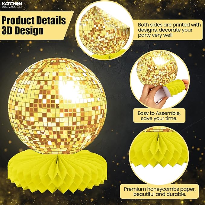 KatchOn, Disco Ball Centerpieces - Pack of 9 | New Years Centerpieces for New Years Decorations 2026 | Colorful Disco Ball for Disco Ball Party Decorations | 80s, 90s Theme Party Decorations