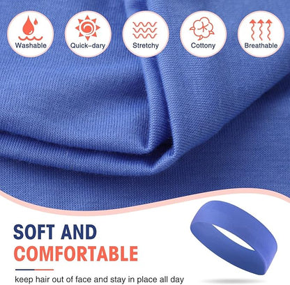 Hotop 20 Pcs Sport Stretchy Headbands for Girls Women Non Slip Soft Fabric Elastic Headband Bulk for Yoga DIY Team Gifts