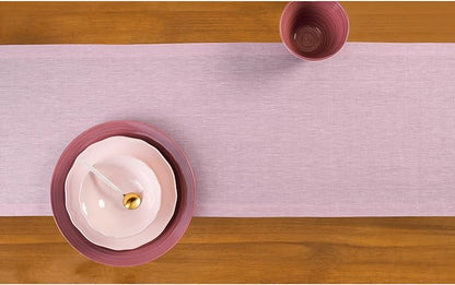 Solino Home Linen Table Runner 72 Inches Long - Athena, 100% Pure Linen Bubblegum Pink Dining Table Runner 14 x 72 Inch