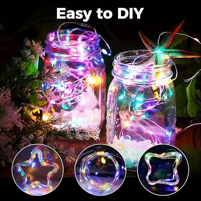 litogo 33 FT 100 LED Colored Fairy Lights Battery Operated with Remote and Timer, IP65 Waterproof Twinkle Lights Battery Powered 8 Mode Multicolor String Light for Outdoor Indoor Christmas Decor