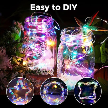 litogo 33 FT 100 LED Colored Fairy Lights Battery Operated with Remote and Timer, IP65 Waterproof Twinkle Lights Battery Powered 8 Mode Multicolor String Light for Outdoor Indoor Christmas Decor