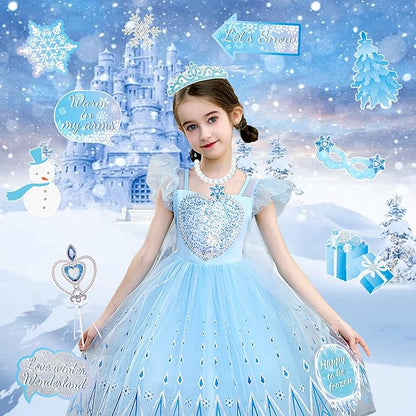 SUNBEAUTY 36 PCS Winter Wonderland Photo Booth Props Frozen Party Decorations Snow White Photo Booth Props for Winter Birthday Theme Party Holiday Christmas Party Supplies
