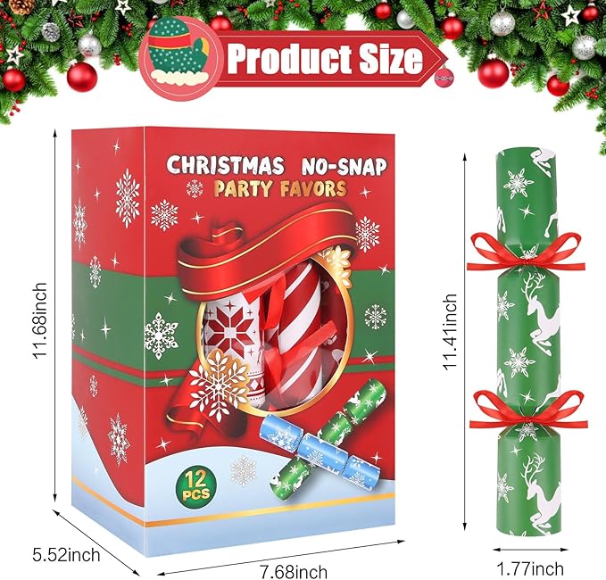 CCINEE 12 Packs Christmas No-snap Party Table Favors, Party Poppers with Prizes for Kids Xmas Gifts for Holiday School Prize