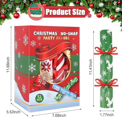 CCINEE 12 Packs Christmas No-snap Party Table Favors, Party Poppers with Prizes for Kids Xmas Gifts for Holiday School Prize