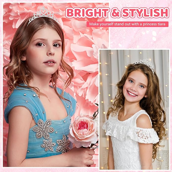 Tondiamo 30 Pcs Tiaras Bulk for Girls Princess Crown Rhinestone Tiaras Bendable Adjustable Headband for Kid Hair Accessory