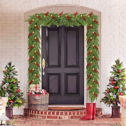 6FT Christmas Cedar Garland,Realistic Soft Faux Cedar Garlands,Thickness Pine Garland for Home Fireplace Mantle Table，Indoor Outdoor Christmas Decorations