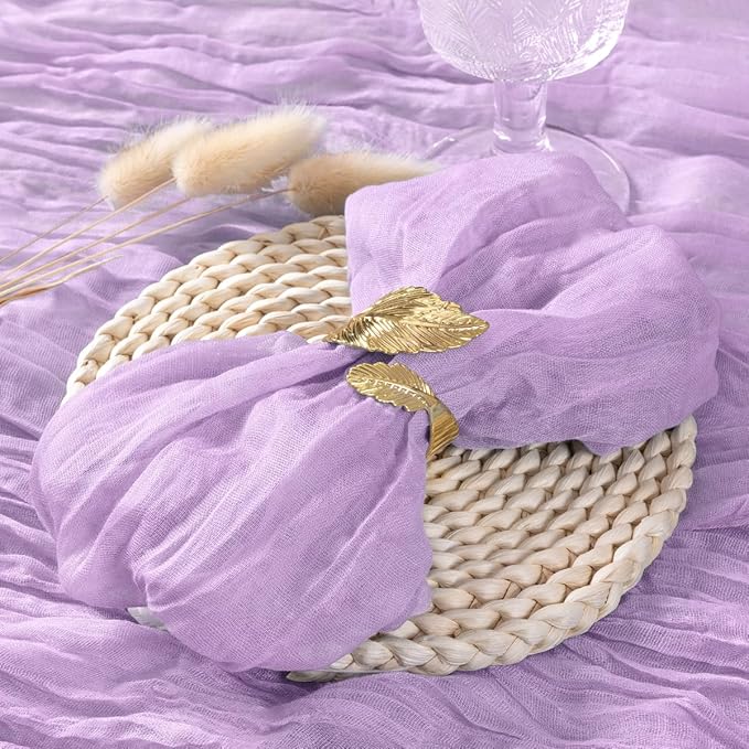 Socomi Lilac Purple Lavender Cheesecloth Napkins Fall Thanksgiving Cheese Cloths Gauze Set of 24 Boho Washable Dinner Table Napkins for Wedding Party Baby Shower Birthday Party Decor