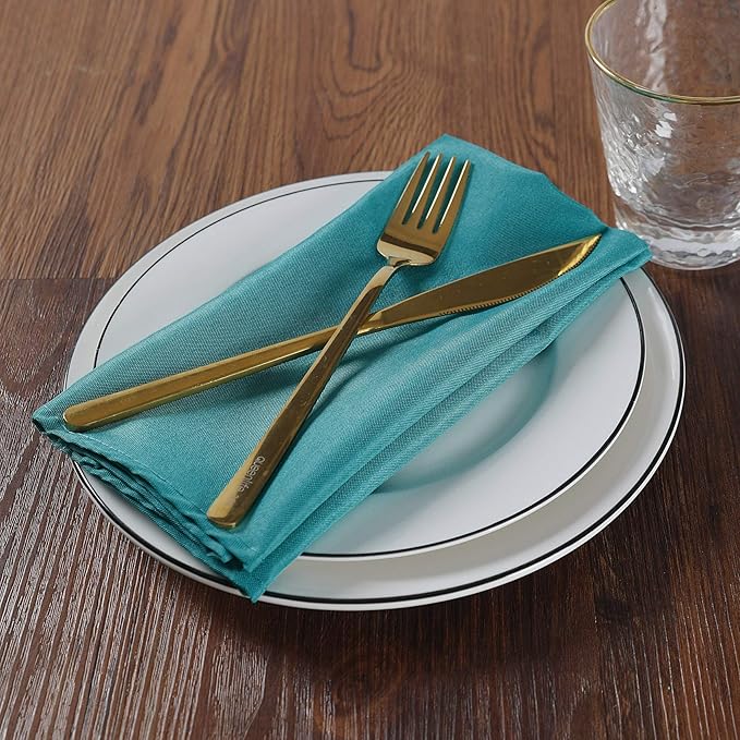 Cloth Napkins 20x20 inch Washable Polyester Dinner Napkins Soft Table Napkins for Wedding Party Dining Banquet(Teal,25PCS)