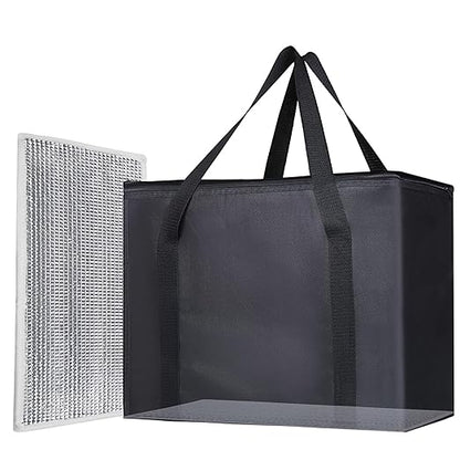 1PK Insulated Grocery Bags Reusable Heavy Duty - Cooler Tote with Reinforced Base for Stability & No Sag - XL Thermal Bag for Hot Cold Food, Delivery, Shopping, Travel, Camping,Grocery Essentials