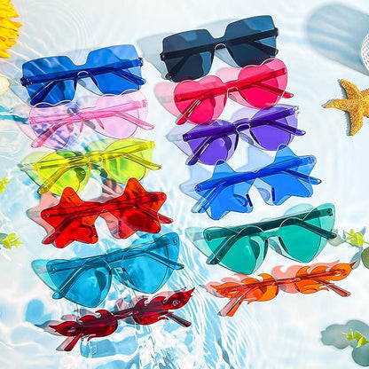 Pibupibu 48 Pack Mixed Rimless Party Sunglasses Bulk for Women Men, Fun Colorful Glasses Bachelor Party Glasses