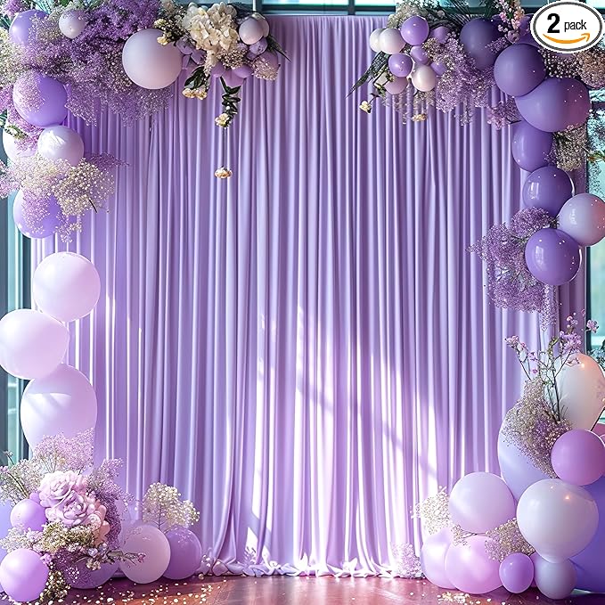 10x10 Lavender Backdrop Curtain for Parties Wedding Wrinkle Free Light Purple Photo Curtains Backdrop Drapes Fabric Decoration for Baby Shower Photoshoot 5ft x 10ft,2 Panels