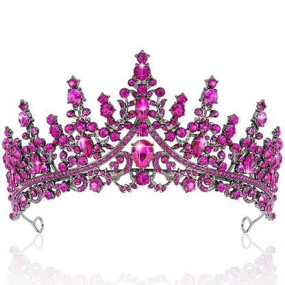 TOBATOBA Tiaras for Women, Hot Pink Tiara Crowns for Women, Wedding Tiara for Bride Queen Crown, Royal Princess Quinceanera Headpieces for Birthday Prom Pageant Halloween Cosplay Accessories