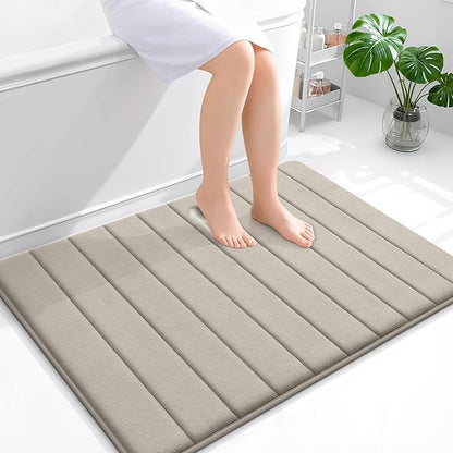 OLANLY Memory Foam Bath Mat 40x32, Super Soft Absorbent Bathroom Rugs, Quick Dry, Machine Washable Shower Floor Rugs, Bathmat Carpet, Bathroom Home Decor Accessories, Warm Taupe