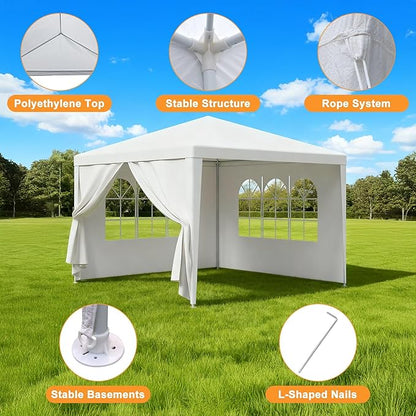 HomGarden 10'x10' Outdoor Canopy Tent Patio Camping Gazebo Storage Shelter Pavilion Cater Party Wedding BBQ Events Tent w/Removable Sidewalls
