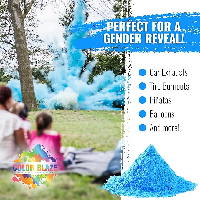 Color Blaze Holi Colored Powder - 5 lbs of Blue Powdered Color - for Fun Runs, Color Toss, Rangoli, Powder War, Backyard Party & Festivals - Pack of 1 Colorful Bag - 5 Pounds in Bulk - Blue