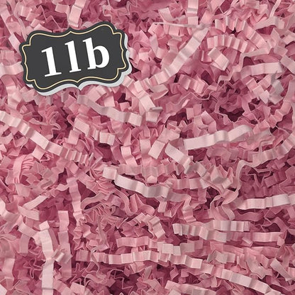ZEBMOON 1 LB Pink Crinkle Cut Paper Shred Filler Great for Gift Wrapping, Basket Filling, Birthday, Wedding, Halloween, Thanksgiving, Christmas Day, New Year Party Decorations Filling Supplies
