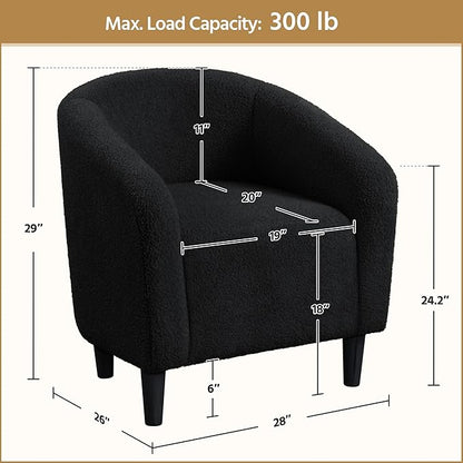 Yaheetech Armchair Set of 2, Boucle Fabric Club Chair, Furry Sherpa Elegant Siting Chair with Cozy Soft Padded for Living Room Bedroom Reception Room Office, Black