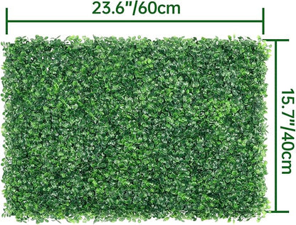 ZXMOTO Artificial Boxwood Hedge Panels 24PCS Topiary Hedge Plant Faux Grass Wall Decoration Faux Greenery Wall Panel for Indoor Outdoor Garden Backyard Decor (23.6"x15.7"(24 Pack))