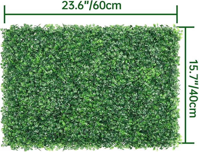 ZXMOTO Artificial Boxwood Hedge Panels 36PCS Topiary Hedge Plant Faux Grass Wall Decoration Faux Greenery Wall Panel for Indoor Outdoor Garden Backyard Decor (23.6"x15.7"(36 Pack))