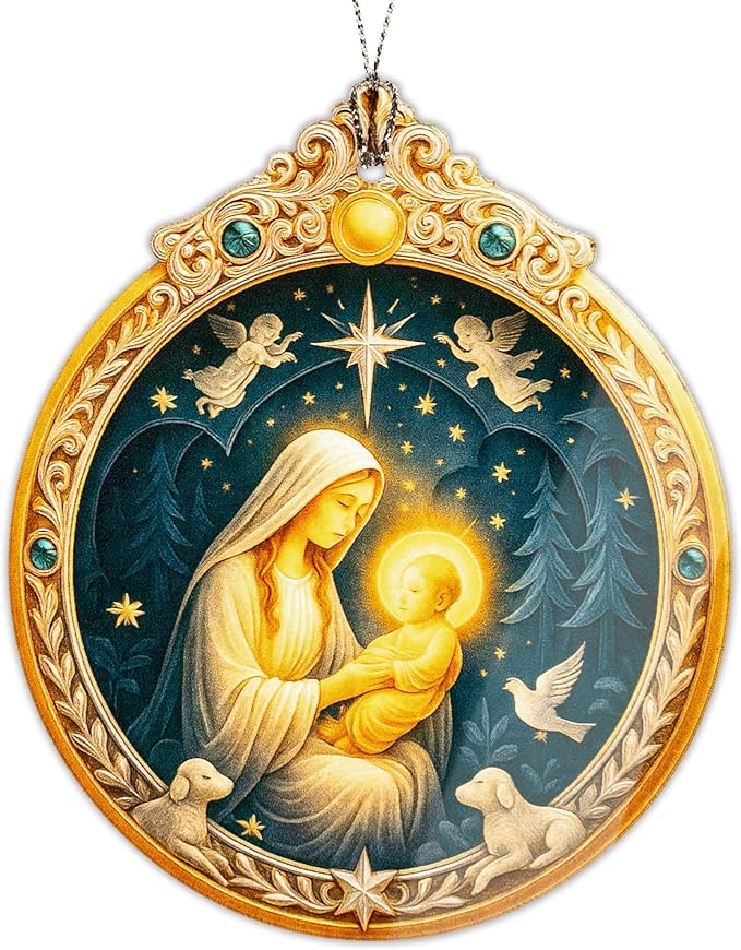 Nativity Mary and Baby Jesus Ornament – Nativity Ornament – Religious Gifts – Christian Decor – Christmas Ornament – Christmas Ornament 2025 – White Elephant Gifts - Xmas Tree Funny Decoration