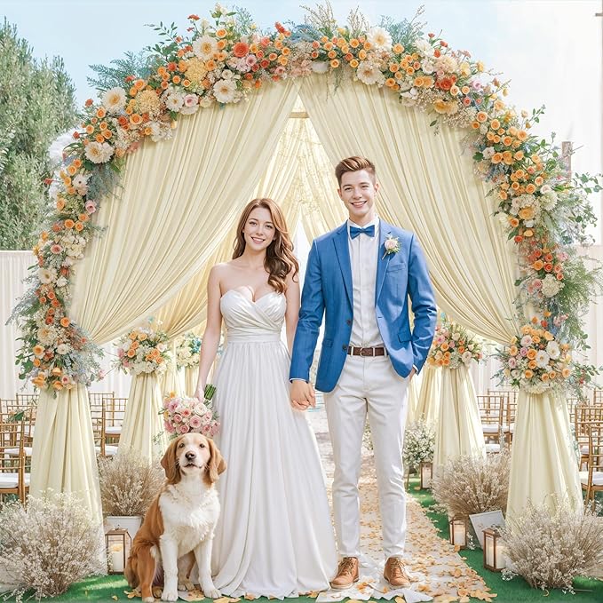 Beige Backdrop Curtain for Wedding Parties Wrinkle Free Beige Photo Curtains Backdrop Drapes Fabric Decoration for Baby Shower Photoshoot 5ft x 8ft,2 Panels