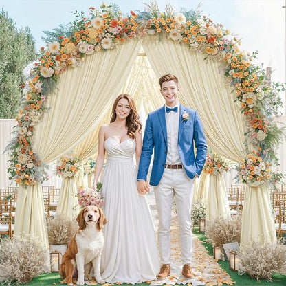 Beige Backdrop Curtain for Wedding Parties Wrinkle Free Beige Photo Curtains Backdrop Drapes Fabric Decoration for Baby Shower Photoshoot 5ft x 8ft,2 Panels