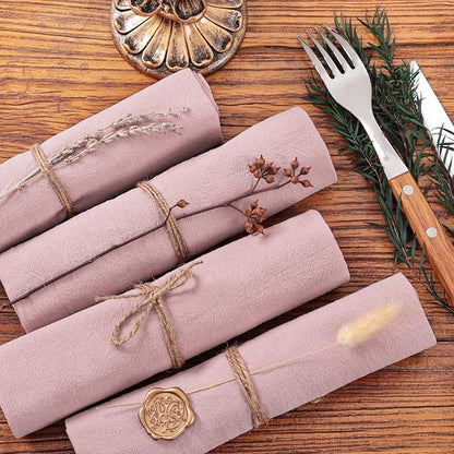 Socomi Cloth Napkins Pink Fall Thanksgiving Washable Reusable Bulk Linen Cotton Napkins Set of 10 17"x17" for Wedding Party Bridal Baby Shower Birthday Dining Table Decorations