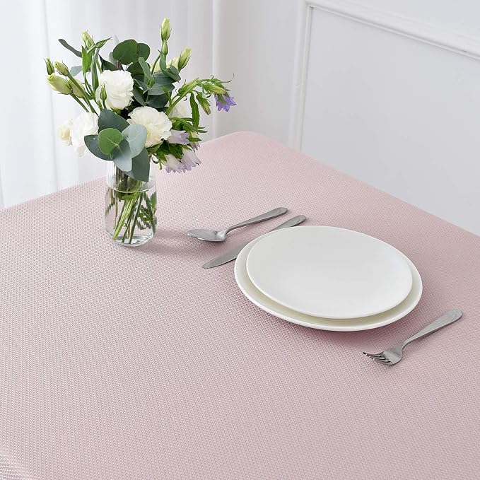 maxmill Jacquard Square Tablecloth Waterproof Spillproof Wrinkle Resistant Soft Textured Table Cloth for Dinner and Party Washable Polyester Fabric, Indoor and Outdoor Use, 60 x 60 Inch, Dusty Pink