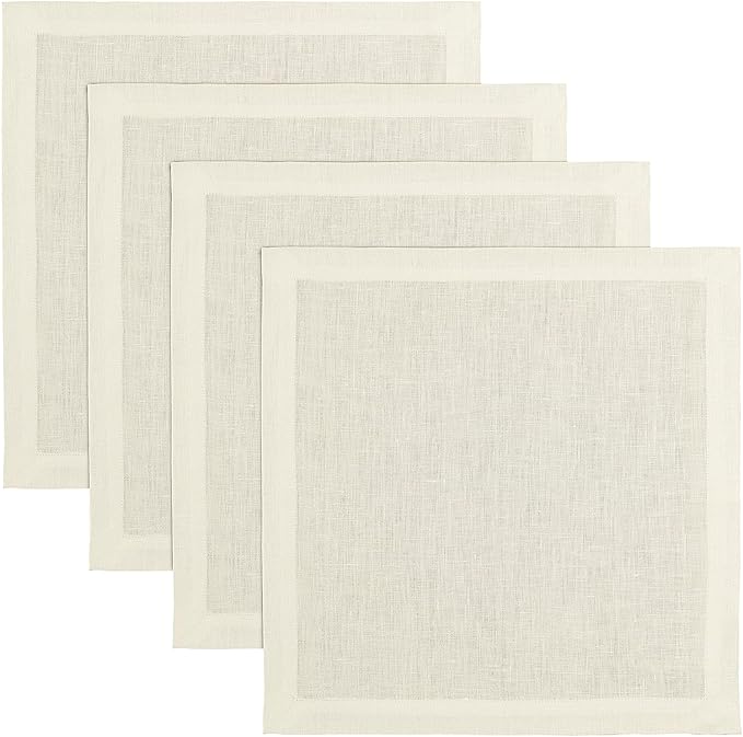 Solino Home Ivory Placemats Set of 4-100% Pure Linen Placemats 14 x 14 Inch for Fall, Autumn, Christmas, New Year - Fete