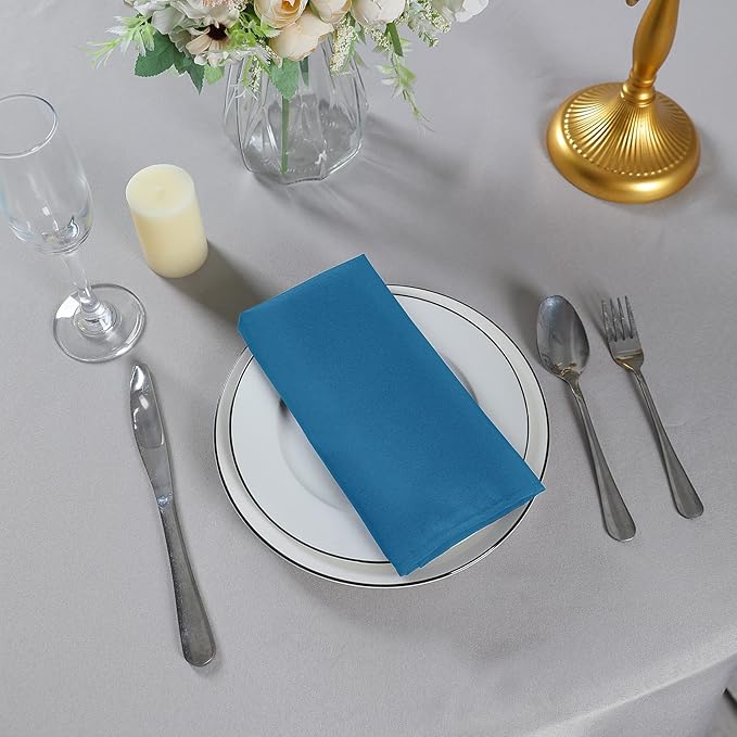 Cloth Napkins 20x20 inch Washable Polyester Dinner Napkins Soft Table Napkins for Wedding Party Dining Banquet(Mediterranean Blue,100PCS)