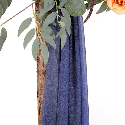 Navy Blue Arch Drapes for Wedding Arch Draping Fabric Sheer Backdrop Curtain for Ceremony Bridal Party Decor 19Ft Length x 28" Width 2 Panel
