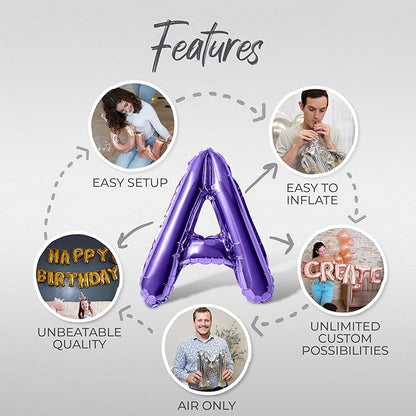 Letter Balloons - LOVE IS IN THE AIR 16" Inch Alphabet Letters Foil Mylar Balloon Valentines Day Party Banner (Purple)