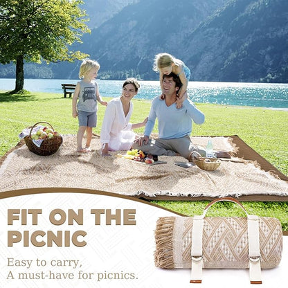 2 in 1 Extra Large 80"* 80" Rug Picnic Waterproof Outdoor Beach Blanket Foldable Camping Mat Car Travel Necessities Mountaineering Essentials Camper Accessories Backpacking Gear Trip Supplies