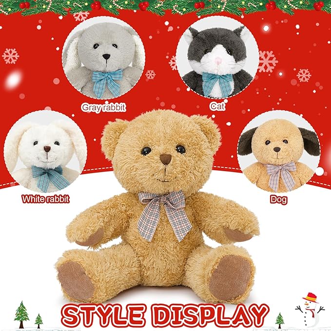 MaoGoLan 5 Pack Soft Stuffed Animals Bulk 13'' Cute Plush Toys Party Favors Bundle for Kids Teens Girls - Teddy Bear, Floppy Bunnies, Dog, Cat - Baby Shower Decor Christmas Easter Gift