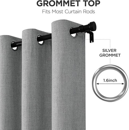 Joydeco Light Grey Blackout Curtains 84 Inches Long, Curtains 84 Inch Length 1 Panel for Bedroom, Thermal Insulated Linen Black Out Curtains with Grommets(100x84, Light Grey)