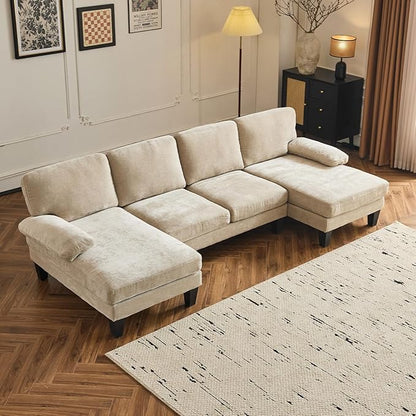 VINGLI 110" Sectional CouchChenilleht Khaki