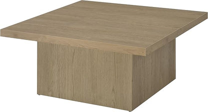 Coaster Home Furnishings - Devar - Wood - Square Coffee Table with Plinth Base, Geometric Design and Transitional Style - Living Room - Latte - 710918