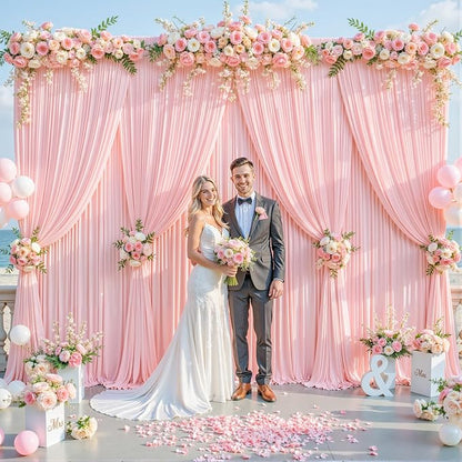 10x10 Blush Pink Backdrop Curtain for Parties Baby Shower Wrinkle Free Pink Photo Curtains Backdrop Drapes Fabric Decoration for Wedding Birthday Party 5ft x 10ft,2 Panels