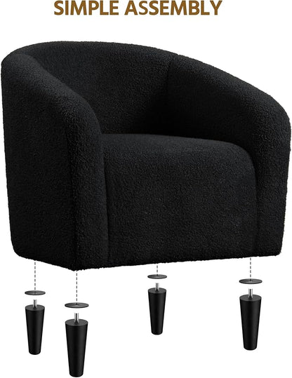 Yaheetech Armchair Set of 2, Boucle Fabric Club Chair, Furry Sherpa Elegant Siting Chair with Cozy Soft Padded for Living Room Bedroom Reception Room Office, Black
