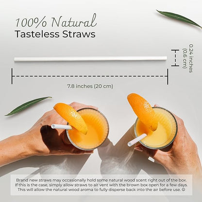 Biodegradable Bamboo Fiber Straws | 150 Count, 100% Compostable, Plastic-Free, Eco-Friendly Drinking Straw | 7.8'' Plant Fiber Disposable Straws, White Straw | Durable for Warm & Cold Drinks