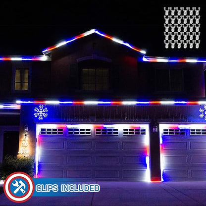 Russell Decor 200ft/60m Led Rope Lights Lamps Kit Indoor Outdoor Decorative Lighting for Patriotic 4th of July Memorial Day Decor Party Trees Patio Deck Flexible String Tube Lights- Blue Red White