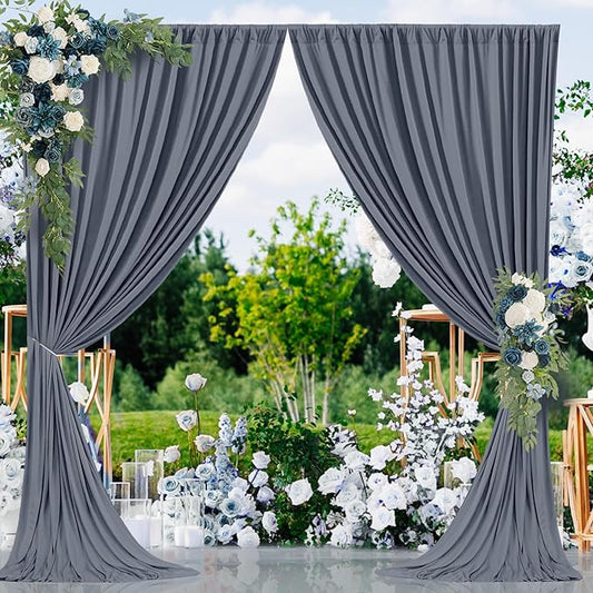 10x10 Charcoal Backdrop Curtain for Parties Wedding Wrinkle Free Silver Grey Photo Curtains Backdrop Drapes Fabric Decoration for Birthday Party Baby Shower 5ft x 10ft,2 Panels