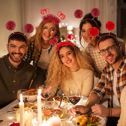 Censen 16 Pcs Pom Pom Headband Party Headbands Tinsel Wrapped Ponytail Head Bopper Costume Headwear Team Spirit Accessories